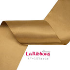 LaRibbons Pale Gold Satin Ribbon 4 Inch 10 Yards Double Faced Luxury Pale Gold Silk Ribbon for Gift Wrapping Flower Bouquets Bow Christmas Wedding Party Decoration