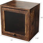 FUSUNBAO Magic DIY Cube Storage Organizer Stackable Cubes for Home Books Clothes Toy-Modular Cubby Storage System-Office Cubical-Bookcase Closet(Antique Brown, Glass Door Cube)