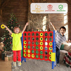 Oversized 4 in a Row Connect Game+Waterproof Carry Bag,Included-4 ft X 3.5 ft Tall,4-to-Score Jumbo with 44 Pieces Rings&Drink Holder,48” Super Size-Indoor&Outdoor Giant 4 Game for Kids&Adults