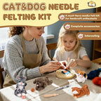 Mayboos 12 Pcs Needle Felting Kit, Animal Needle Felting Beginner Kits Wool Felt Needle Felting Tools with Instruction for DIY Craft Animal Home Decoration