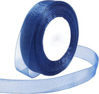Ribbon for Gift Wrapping 3/4 inch Blue Sheer Organza Ribbon for Flower Bouquet Tulle Thin Chiffon Ribbons for Wedding Invitations Christmas Halloween Presents Decorations Crafts 50 Yards