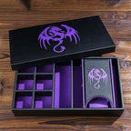 4 in 1 Dice Storage Box, Portable Dice Tower D&D Rolling Tray Leather Holder Case for Role Playing Games and Other Tabletop Game