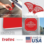 Trotec TroLase | 12"x24"x1/16", 4 Pcs | Red/White | 2 Ply | Modified Acrylic | Laser Engraving Double Color Plastic Sheet | Engraving Blanks for Laser, Saw, Guillotine | Made in USA