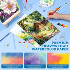 Pacocoast Watercolor Paper, 9"X12" Cold Press Artist Sketchbook, (300gsm/140lb) Water Color Pads for Acrylic, Gouache & Pencil. Painting Drawing Paper Book, Art Supplies for Adults & Kids, Teal