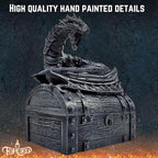 Forged Dice Co. Wyvern Dice Box with Lock and Key - Dragon Storage Chest Compatible with Dungeons and Dragons, D&D Miniatures, Dnd Accessories - Fits up to 4 Standard Polyhedral Sets - Black