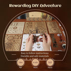 LED 3D Wood Puzzle Poker World Projector Lamp – DIY Craft Kit with LED Lights and Music Box – Creative Poker-Themed Lamp, Nightlight Gift for Home Décor (White Maple)