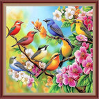 DMCXART Counted Cross Stitch Kits for Adults Needlepoint Kits Unprinted Cross Stitching Embroidery Kit 11CT Cross Stitch Supplies-Flower Bird Family 18x18 inch