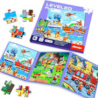 Fire Brigade Magnetic Puzzles for Toddlers, 3 in 1 Jigsaw Puzzle Book, Travel Puzzles for Preschool Learning Ages 3-8