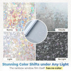 DOWELL Window Privacy Film Rainbow Film, Stained Glass Decorative Sticker, Static Cling Non-Adhesive Glass Clings, Sun Blocking Heat Control Window Coverings for Home Door, 17.5" x 157.4"