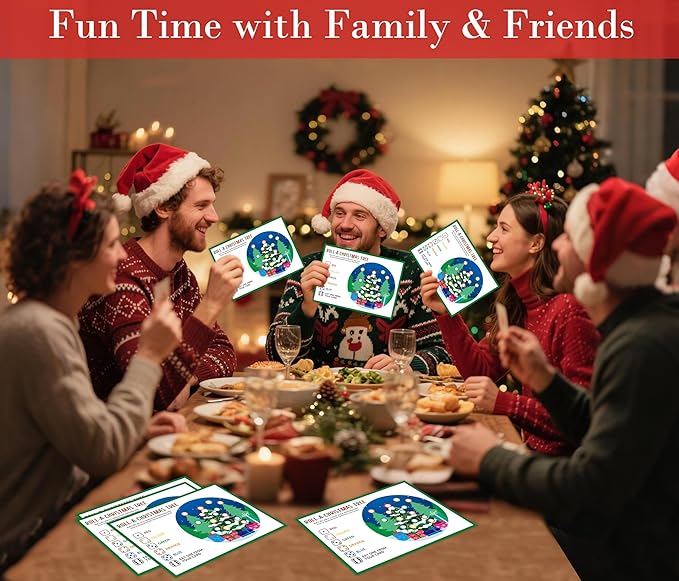 Roll A Christmas Tree Dice Game, Christmas Games for Families & Large Groups-25 Players, Xmas Party Games for Adults, Green Theme Winter Holiday Decorations White Elephant Gifts Ideas