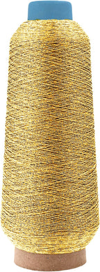Mandala Crafts 4 Pack of Serger Threads Cones Spools - 150D/2 Polyester Metallic Gold Threads for Sergers Machine and Overlock Quilting Sewing Machine