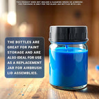 Master Airbrush (Pack of 10) TB-001 Empty 3/4 Ounce (22cc) Glass Jar Bottles with Plastic Lids - Replacement Jars, Paint Storage Bottles - Jars Screw Into Siphon Feed Airbrush Lid Adaptor Assemblies