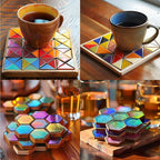 FUNSHOWCASE Cabochon Resin Mold Pack of 2 Mosaic Tile Epoxy Casting Jewelry Making