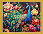 Magxvouy Cross Stitch Kits Stamped Full Range of Embroidery Kits,Cross Stitch Patterns Needlework Kits for Beginners 11CT Printed Kits&Peacock Flower 16x20 inch