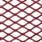 Global Industrial 46" Round Picnic Table, Expanded Metal, Red Thermoplastic Coating, Attached Benches, 1-1/2” Umbrella Pole Hole, Outdoor-Rated, 1000 lb Capacity