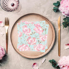 20-ct 13x13 Flowers Paper Luncheon Decoupage Napkins, 3-Ply Servilletas Printed Flower Pink Tulips Cocktail Napkin for Art, Dinner and Party, Disposable Napkins Decor
