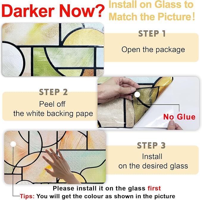 3D Stained Glass Window Privacy Film, Heat Control UV Blocking Static Cling Decorative Window Film for Bathroom,Front Door,Home Non Adhesive,16.9 x 39.3 inches Wilderness