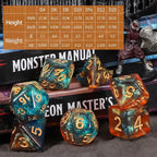 CiaraQ DND Dice Sets - 26 X 7 Polyhedral Dice (182pcs) with a Large Drawstring Bag for Dungeons and Dragons, Role Playing Table Game. Multiple Colors, Glitter Swirl Design with Gold Numbers.