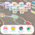 Faccito 9 Pcs Sidewalk Chalk Paint Kit Non Toxic Paint Washable Powdered Chalks Mix in Water 9 Vibrant Colors with Paintbrush for Creative Sidewalk and Chalkboard Fun