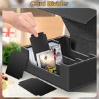 Homthy 1800+ Card Deck Case for Trading Cards, Leather Magnetic Closure Commander Card Storage Box Magic Card Protectors Fit for MTG TCG and Sport Cards
