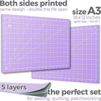 Rotary Cutter Set lavender - Quilting Kit incl. 45mm Fabric Cutter, 5 Replacement Blades, A3 Cutting Mat, Acrylic Ruler and Craft Clips - Ideal for Crafting, Sewing, Patchworking, Crochet & Knitting