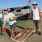 Solid Wood Vintage Cornhole Game Set, Two 4'x2'Cornhole Boards, 8 Cornhole Bags for Indoor and Outdoor Toss Games Competitions, Tournaments