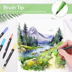 nauets 100 Colors Brush & Fine Dual Tip Watercolor Markers Set for Kids Adults Coloring Books No Bleeding Paint Pens For Drawing Note taking Planner Calligraphy Journaling Card Making Art Supplies