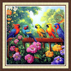 Findvoor Counted Cross Stitch Kits for Adults Full Range of Cross Stitching Embroidery Unprinted Pattern for Beginners, 11CT Needlepoint Kit Patterns Embroidery Kits-Colorful Birds Flowers 18x18 inch