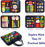 Montessori Busy Board for Boys 1 2 3 4 Year, Sensory Toys for Toddlers 1-4, Ideal for Travel and Preschool - ABCs, 123s, Shapes, Colors, Animals, Weather, Birthday Gifts