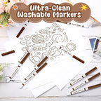 18 Pcs Line Washable Markers Bulk Brown Fine Tip Markers Set Coloring Thin Tip Drawing Washable Pen for Kids Toddler Teacher Art School Classroom Back to School Gender Reveal Party Supplies,Ages 6+