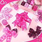 12 Rolls 60 Yards Breast Cancer Awareness Wired Edge Ribbon Pink Butterfly Patterned Ribbon Faith Hope Love Bow Making Craft Wrapping for Women Gift Wrapping Activities Home Accessories Decor