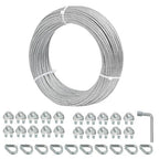 1/8 Galvanized Steel Wire Rope Cable, 100FT Galvanized Steel Cable with Rope Clamp and Thimble, 7X7 Strand Core Aircraft Cable Used for Anchored Shed, Fencing, Sunshade, Clothesline,