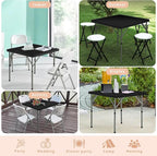 Set of 2 Square Folding Table 34in Multi-Functional Portable Folding Card Table with Carrying Handle for Indoor Outdoor Camping,Picnic, Office, Party Use HDPE Plastic Tabletop with Metal Frame(Black)