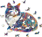 Lazy Cute Cat Wooden Puzzles 95 Pieces Puzzles Gifts for Adults 8.5x7.7in Wooden