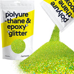 Hemway Polyurethane & Epoxy Resin Glitter 100g / 3.5oz Metallic Crystal Flake Additive for Flooring Jewelry Tumblers Glass Pigment - Microfine (1/256" 0.004" 0.1mm) - Lime Green Holographic