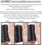 Thin Wax Polyester Thread, 0.45mm, 547 Yards, 3 Ply Round Waxed Cord Strings for Sewing, Beading, Binding, Micro Braiding, Fine Leather Craft and Micro Macrame Jewelry - Black