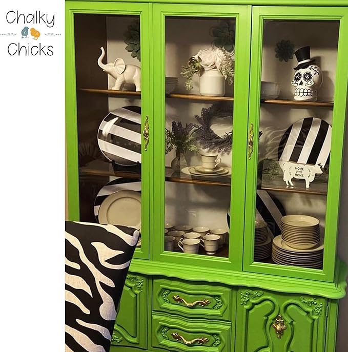 Chalky Chicks All-in-One Chalk Paint for Furniture or Cabinet - 32 Fl Oz - Matte Finish Pistachio (Lime Green) for Metal, Wood Furniture Paint - No Sanding All-in-One for Home Decor & Crafts, USA Made