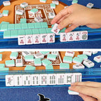 American Mahjong Game Set, 166 Light Green Tiles, 4 All-in-One Color Rack/Pushers, Complete Mahjong Tile Set, Light Green Carrying Bag