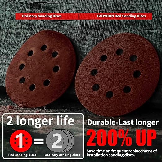 Sanding Disc 5 Inch 8 Hole, 100 Pcs Orbital Sanding Discs Hook and Loop, Sandpaper for polishing and Grinding, 400 Grit Sand Paper for Random Orbital Sander