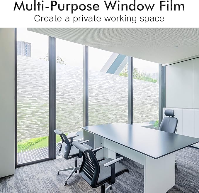 Haton Window Privacy Film, Frosted Glass Static Cling Sun Heat Blocking Window Clings, Frosting Opaque Coverings, Vinyl Removable Stickers Tint for Home Door Office, Non Adhesive 11.8" x 78.7"
