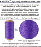 12 Multicolor Round Waxed Thread, 0.45mm Thin and Stiff Wax Strings, 110 Yards/Spool, Polyester Waxed Cord for Fine Leather Sewing, Binding, Crafting, Bracelets and Micro-Macrame Jewelry Making