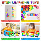 54 PCS Magnetic Blocks, Magnetic Building Blocks for Toddlers 3+, Montessori Toys, Magnet Cubes, Preschool STEM Educational Sensory Magnet Toys for Kids Ages 3-5 Year Old Boys and Girls
