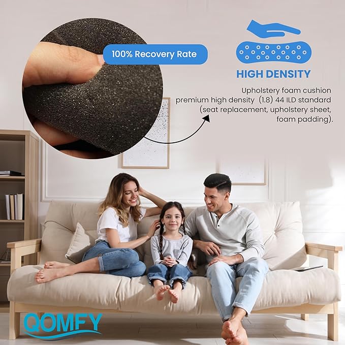 QOMFY 5" Height x 18" Width x 42" Length Charcoal Upholstery Foam Sheet | Made in USA | Multi-Purpose Foam for Upholstery, DIY, Packaging & Acoustic Projects