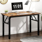 Need 39.4 inches Computer Desk for Small Space Small Folding Table Small Writing Desk Compact Desk Foldable Desk with BIFMA Certification, No Install Needed, Rustic Brown AC5-10060-FB