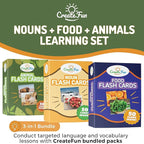 150 Noun Food and Animal Flash Cards Set, Montessori Educational Games, Vocabulary Builder Picture Cards for Speech Therapy, ESL, Occupational Therapy, Autism, Dementia and SLP Learning Materials