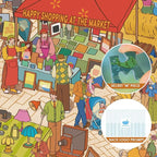 MOMIBOOK Puzzles for Adults 1000 Pieces Jigsaw Puzzles of Happy Shopping at The Market, Painting Image Town Difficult Challenging Hard Impossible Puzzle Unique Funny Party Christmas Birthday Gifts