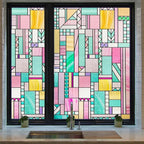 3D Stained Glass Window Privacy Film, Heat Control UV Blocking Static Cling Decorative Window Film for Bathroom,Front Door,Home Non Adhesive,23.6 x 35.4 inches Vibrant Reverie