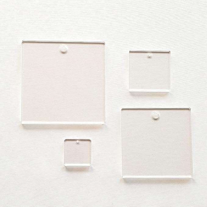 25 Acrylic Square Clear with Hole (Select Size) (1.5")