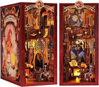 CUTEBEE Book Nook Kit - DIY Miniature House Dollhouse Kit for Adult and Teens, Booknook Bookshelf Decor Alley Model Build with LED Light, Gifts for Family and Friends (Flame Common Room)