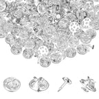 150 Sets Pin Backs Replacement Lapel Butterfly Clutch Pin Silver Butterfly Tie Tacks Metal Enamel Backing Replacement Jewelry Pins Backings Clasp Pins Keepers for Brooch for Craft Jewelry Making